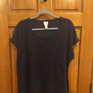 Chico's Midnight Blue Cut-Out Short Sleeve Tee